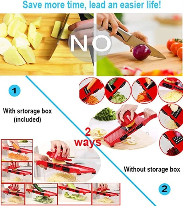 Vegetable Chopper Mandoline Slicer, 10 in 1 Mandoline Slicer Cutter and Grater with Hand Protector, Interchangeable Blades