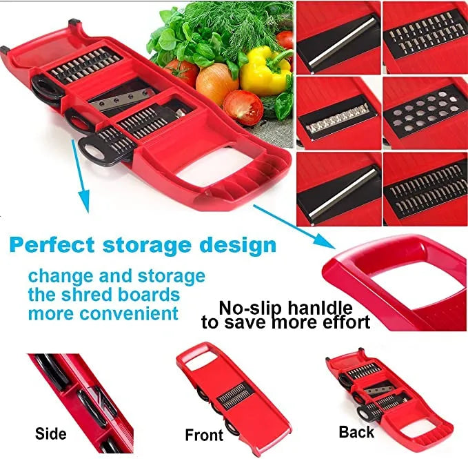 Vegetable Chopper Mandoline Slicer, 10 in 1 Mandoline Slicer Cutter and Grater with Hand Protector, Interchangeable Blades