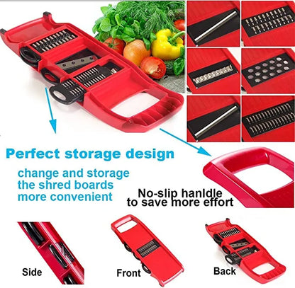 Vegetable Chopper Mandoline Slicer, 10 in 1 Mandoline Slicer Cutter and Grater with Hand Protector, Interchangeable Blades