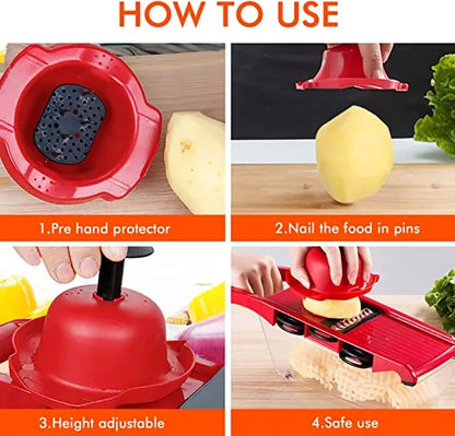 Vegetable Chopper Mandoline Slicer, 10 in 1 Mandoline Slicer Cutter and Grater with Hand Protector, Interchangeable Blades