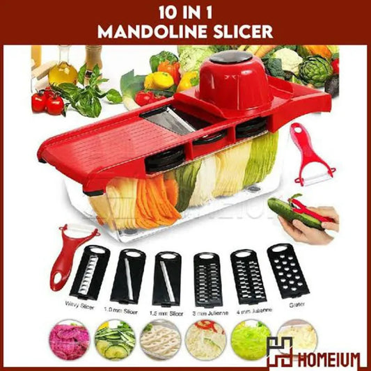 Vegetable Chopper Mandoline Slicer, 10 in 1 Mandoline Slicer Cutter and Grater with Hand Protector, Interchangeable Blades