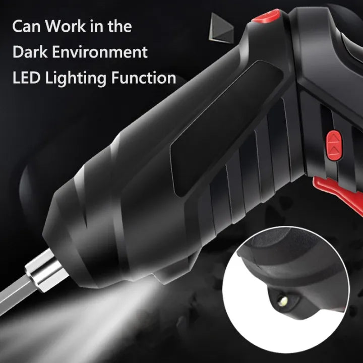 Electric Screwdriver, 3.6V Black Cordless Screwdriver Rechargeable Handle Drill Driver with USB Charging Cable and Accessories