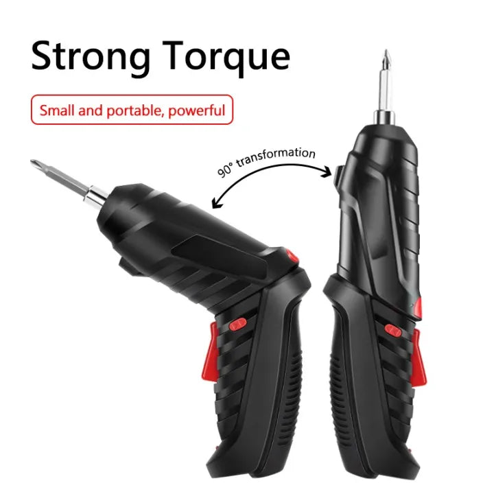 Electric Screwdriver, 3.6V Black Cordless Screwdriver Rechargeable Handle Drill Driver with USB Charging Cable and Accessories
