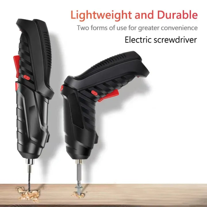 Electric Screwdriver, 3.6V Black Cordless Screwdriver Rechargeable Handle Drill Driver with USB Charging Cable and Accessories