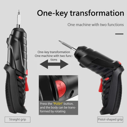 Electric Screwdriver, 3.6V Black Cordless Screwdriver Rechargeable Handle Drill Driver with USB Charging Cable and Accessories