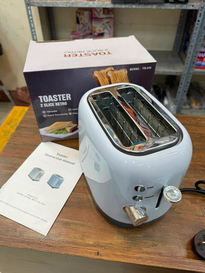700W Retro 2 Slice Electric Bread Toaster | Automatic Pop-Up Toast Maker