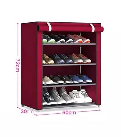 4 Layer Iron Rods Dustproof Non-Woven Clothes & Shoes Rack