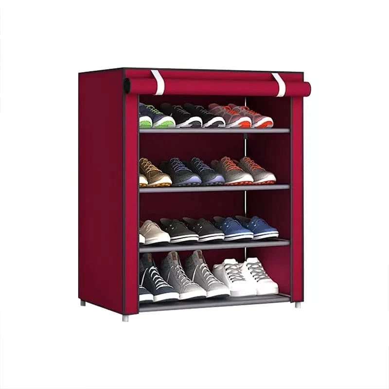4 Layer Iron Rods Dustproof Non-Woven Clothes & Shoes Rack