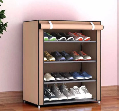 4 Layer Iron Rods Dustproof Non-Woven Clothes & Shoes Rack